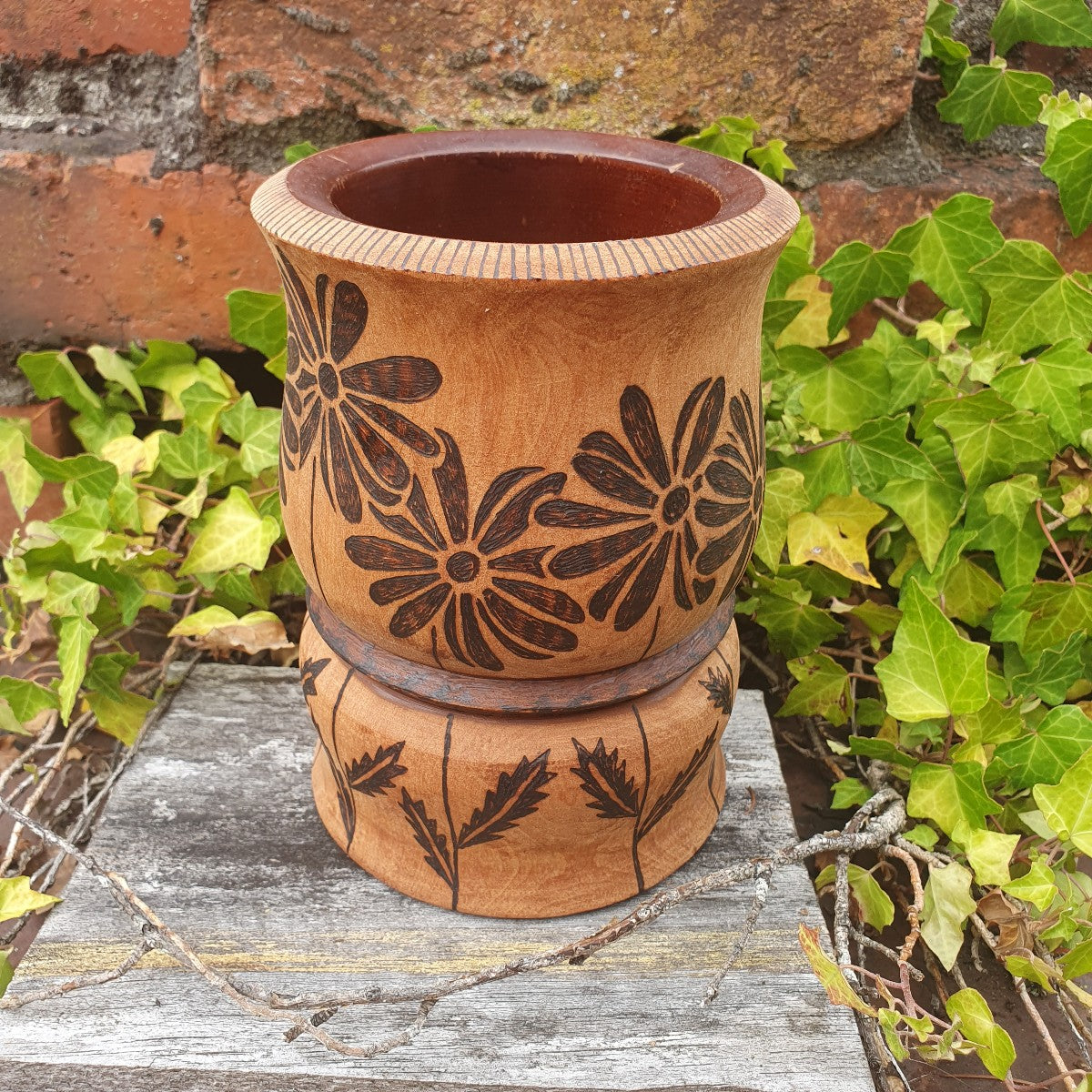 Wooden Daisy Vase