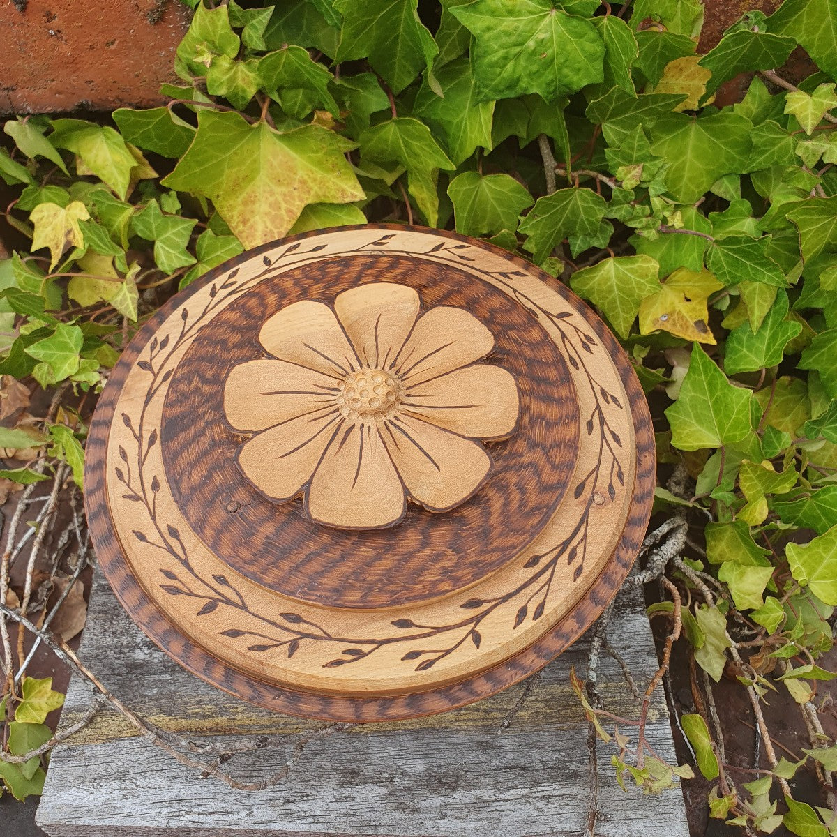 Hand Carved Flower Bowl