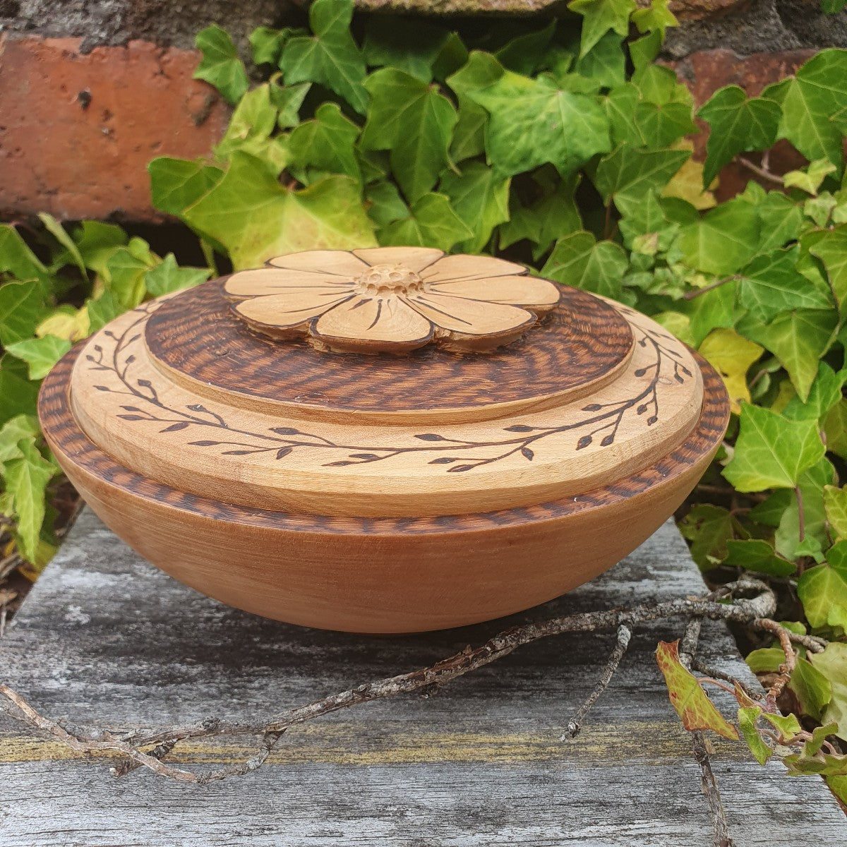 Hand Carved Flower Bowl