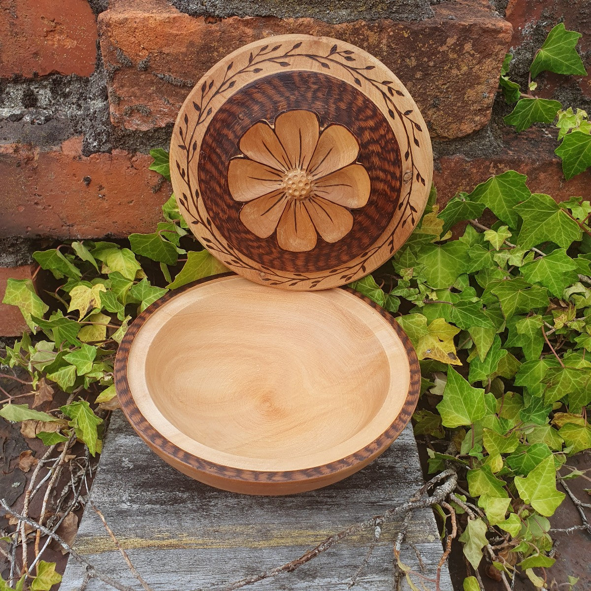 Hand Carved Flower Bowl