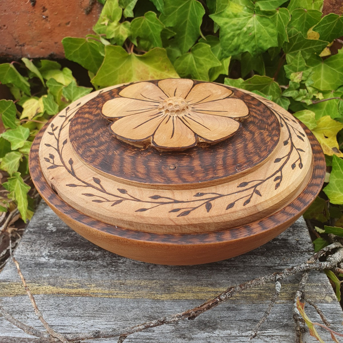 Hand Carved Flower Bowl