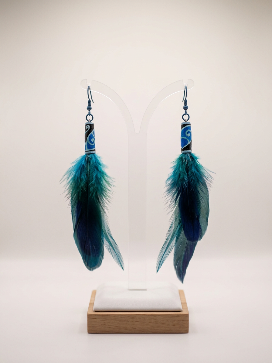 Feather Earrings (Kōwhaiwhai)