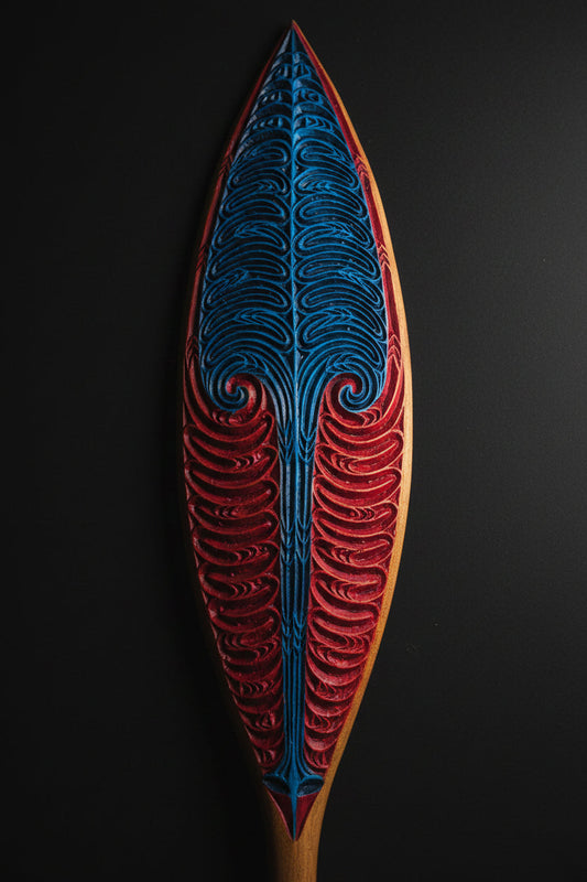 Waka Hoe Carving with Awe & Wall Mount | Ngāpuhi Style