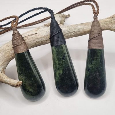 NZ Greenstone Large Pounamu Roimata Tear Drop Pendant ROI 700